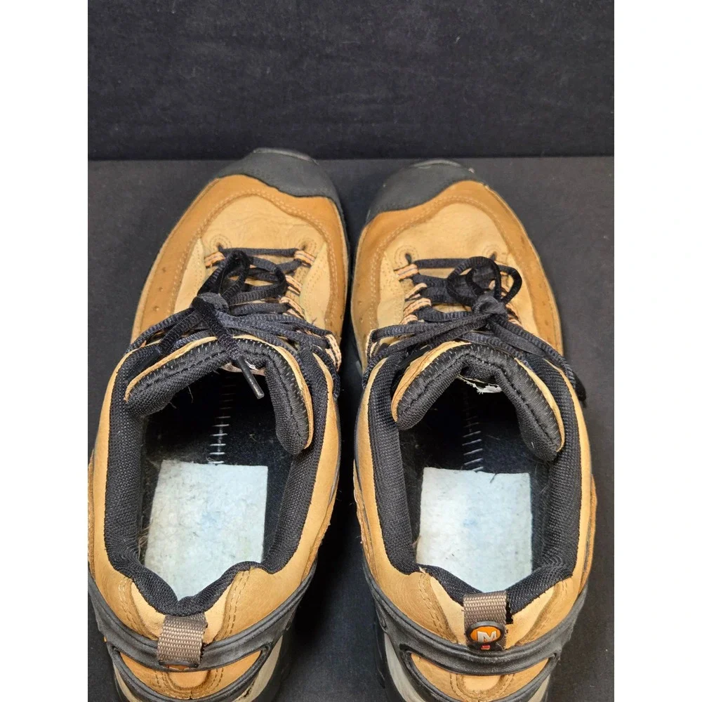 Merrell‎ Pulse II Smoke Hiking Shoes Mens 12 Tan Leather Vibram Low Top J80373